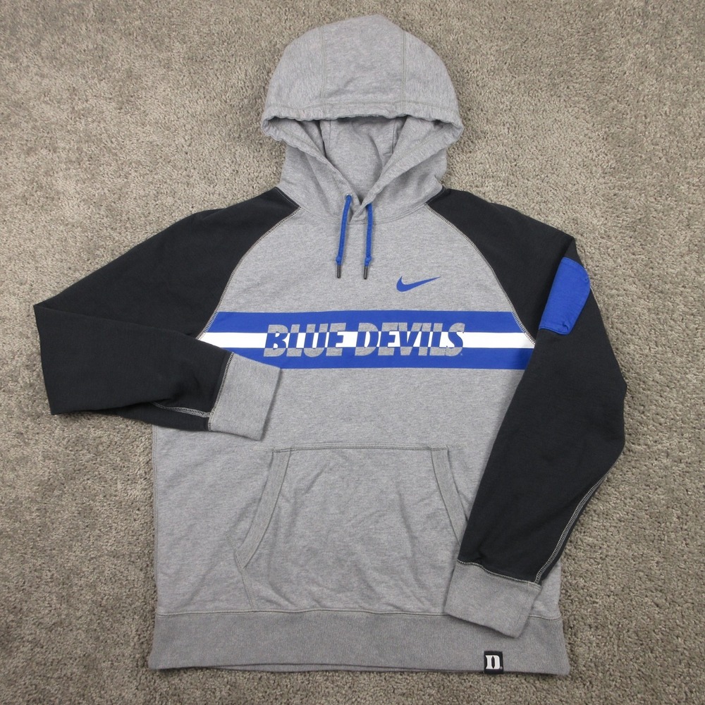 Duke Blue Devils Sweater Mens XL Gray Hoodie Sweatshirt Nike Raglan Basketball